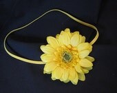 Yellow Mini Gerber Daisy Newborn Baby Girl Headband, ALL SIZES AVAILABLE, Photography Prop