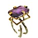 Silver & Brass Purple Amethyst Ring size 8, Adjustable OOAK Statement Ring