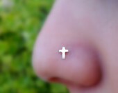 Cross Nose Ring Stud Sterling Silver/Tragus/Helix