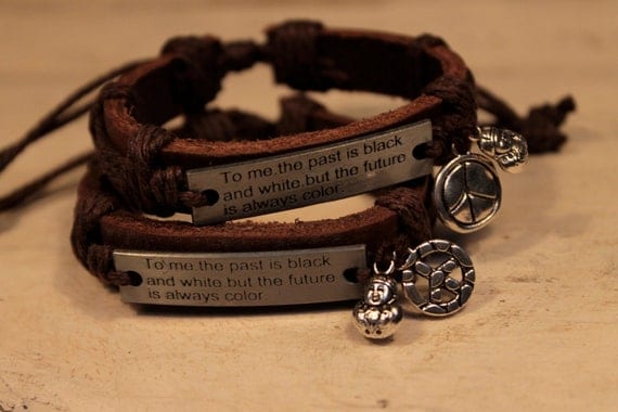 August  Special Reg. 9.00 now 5.00 LOVELY QUOTE METAL Hippie Peace Bracelet