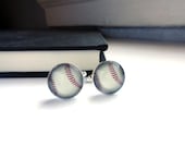 Baseball cuff links - for men, groomsmen, wedding party - sports silver anniversary gift for him - cufflinks bouton de manchette,