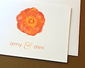 Personalized Wedding Stationery / Thank You Cards, Orange Poppy, 25-Count