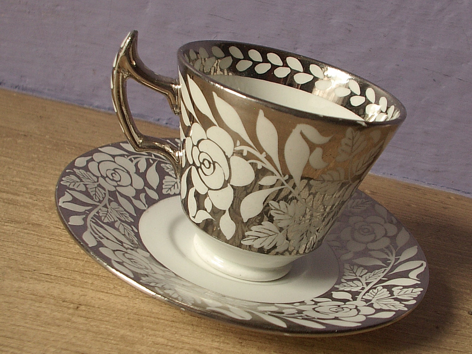 antique white rose tea cup and saucer set, Wedgwood English porcelain tea set, vintage early 1900's, unique wedding gift for bride