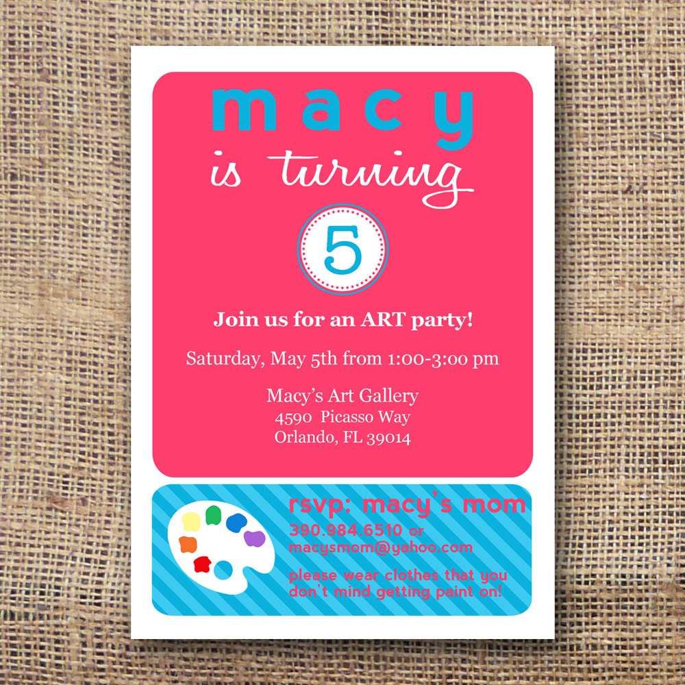 Printable art party invite Il_170x135