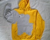 Elephant Trunk sleeve sweatshirt sweater jumper HOODIE mens M YELLOW