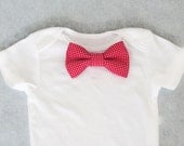 Red Gingham Bow Tie Bodysuit Any Size NB 3M 6M 9M 12M 18M