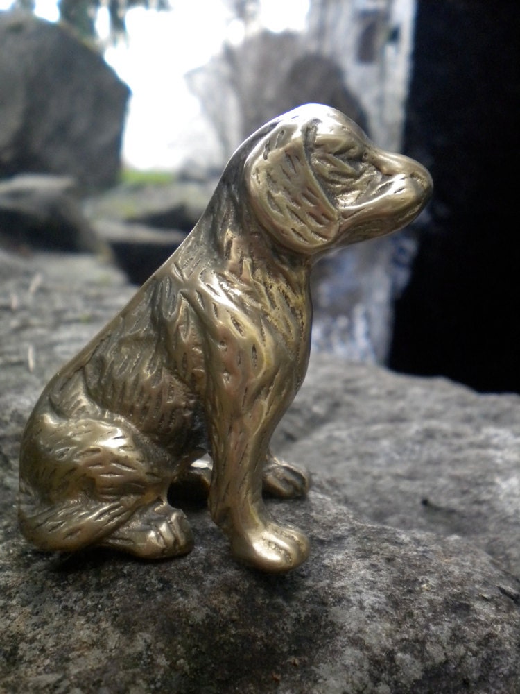 Brass or Bronze puppy statue/ Brass Bronze Paper Weight/ Gold Puppy Dog