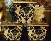 Jewelry Box Decoupaged Box Country French Jacquard Box Storage Box Black And White Box Decorative Box Wood Box FREE SHIPPING