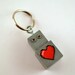 Robot Key Ring Key Chain Accessory, Functional Art, Gray Heart bot