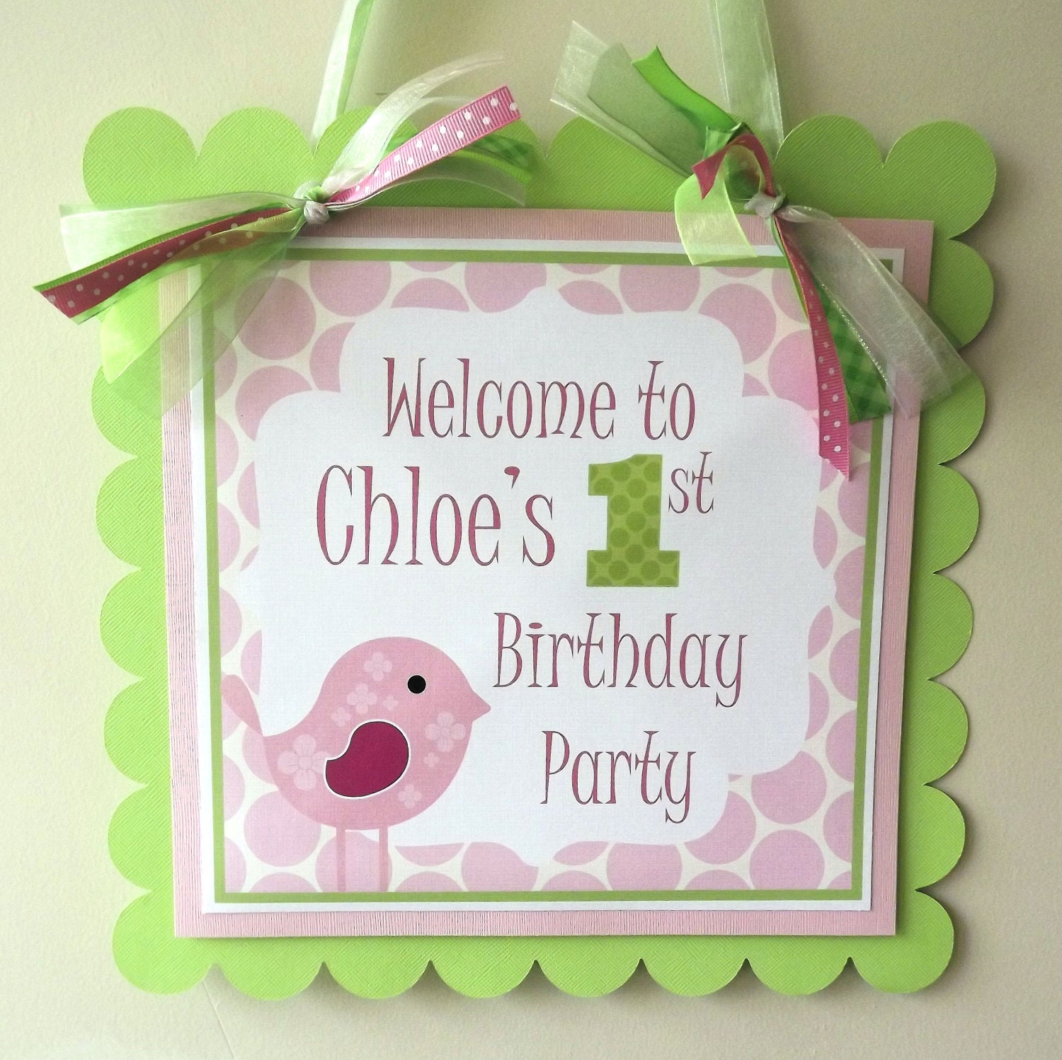 Sweet Tweet Collection in Pinks & Greens: Door Sign Il_170x135