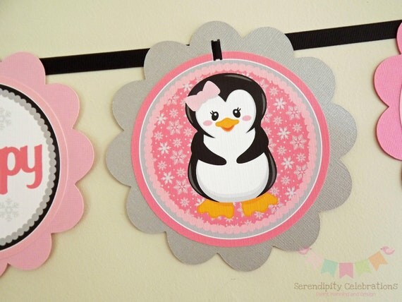 Pink Black Grey Winter ONEderland: Word Banner USE for birthday, baby shower, celebration Il_570xn