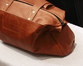 Snap Down Leather Tote, Custom Leather Bag, laptop Tote Bag, monogrammed, zippered, reinforced straps
