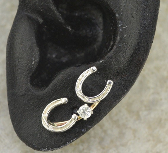 Horseshoe Ear Pin Mini- Gold Filled and Sterling Silver - PAIR
