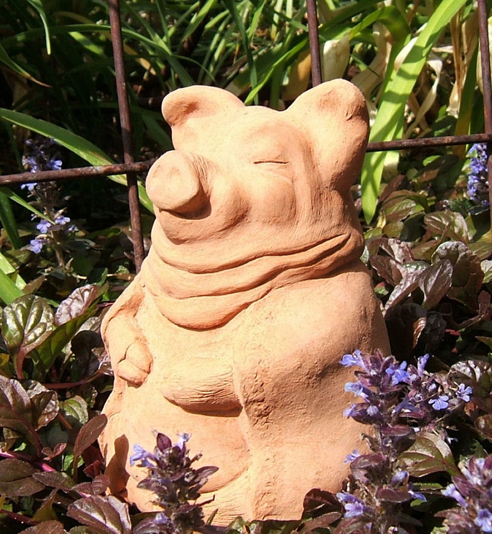 MEDIUM MEDITATING PIG Solid Stone Garden Buddha Animal Sculpture (s/v)