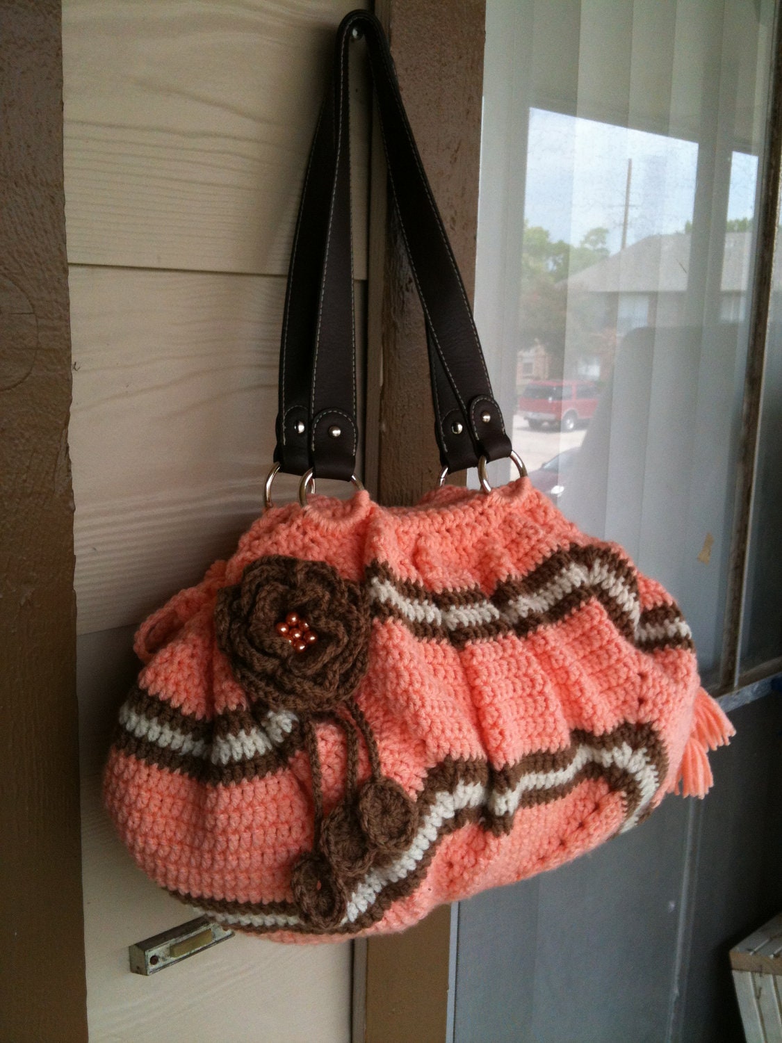 INSTANT DOWNLOAD Peach Crochet Tote Bag Look Like Clutch Pattern