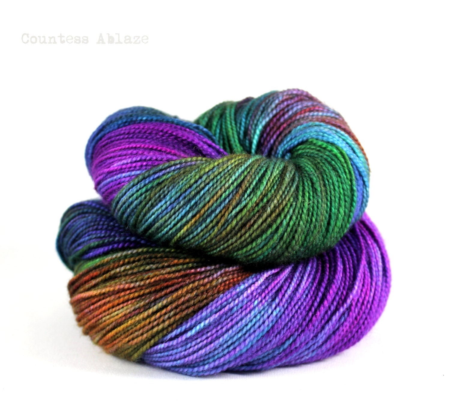 MCN rainbow yarn high twist - hand dyed - merino cashmere nylon - "Spectrum OOAK - UK Seller - Count Cashmerino High Twist