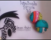 Abstract Fabric-Button Size Earrings
