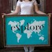 explore Giant Modern World Map Print Poster - 24x36 - ocean blue