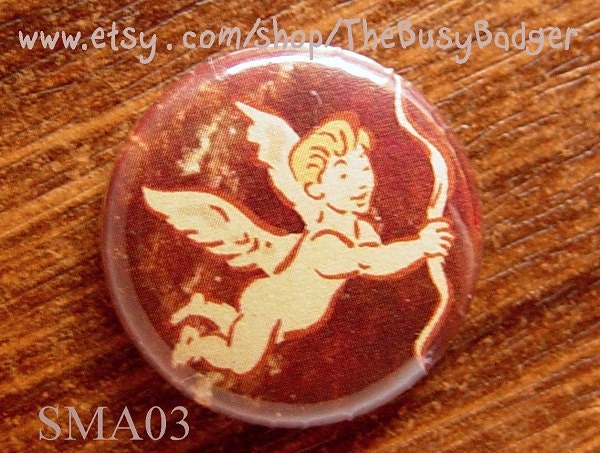 Pin or Magnet - SMA03 - Cherub - 1" Pinback Button Badge or Fridge Magnet