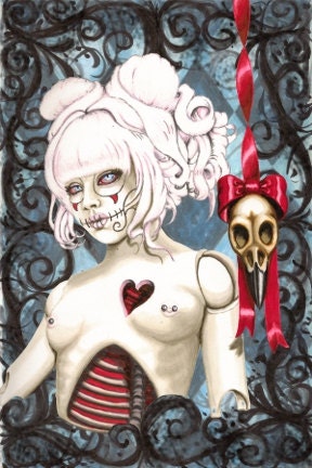 Sugar skull zombie dolly, Reliquary 8x10 archival print