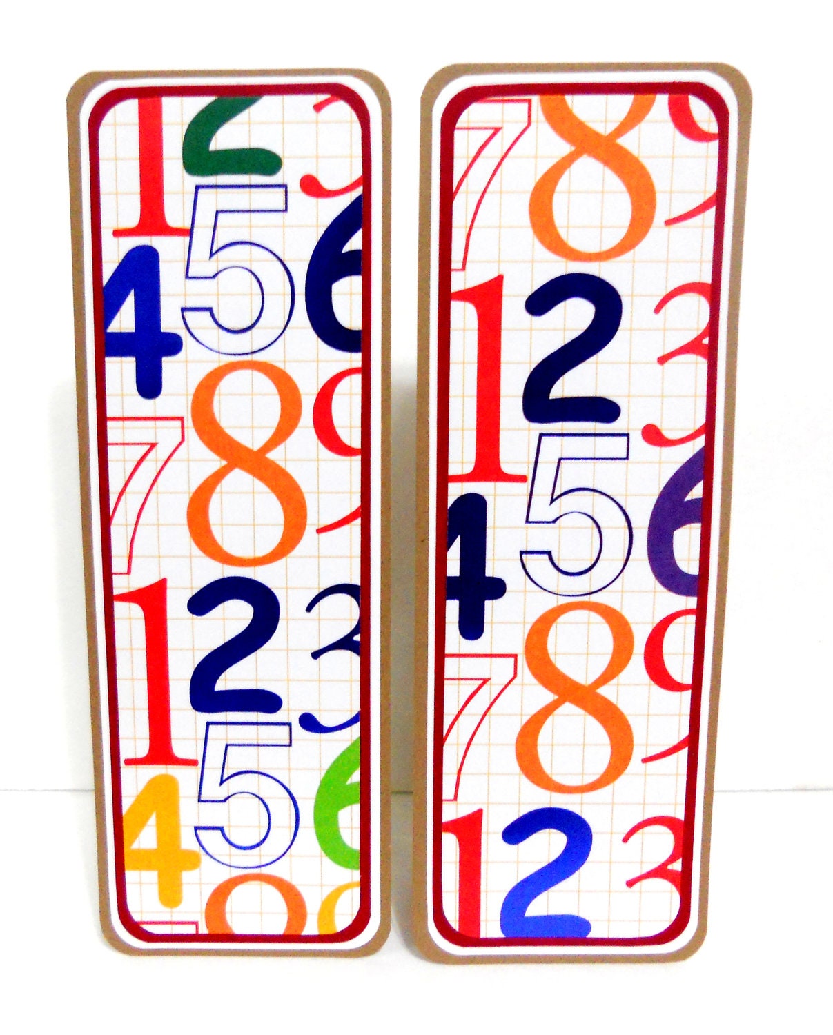 Back To School Numbers Bookmarks Set of 2- approx. 2 1/2 x 7 inches