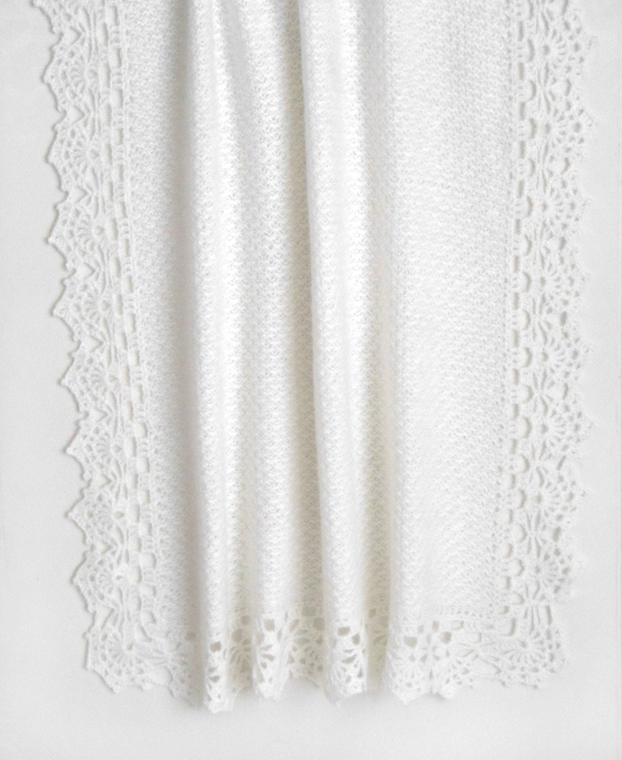 Knitted Baby Blanket - White Mohair