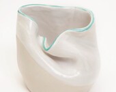 Small White and Mint Wabi-Sabi Porcelain Vase