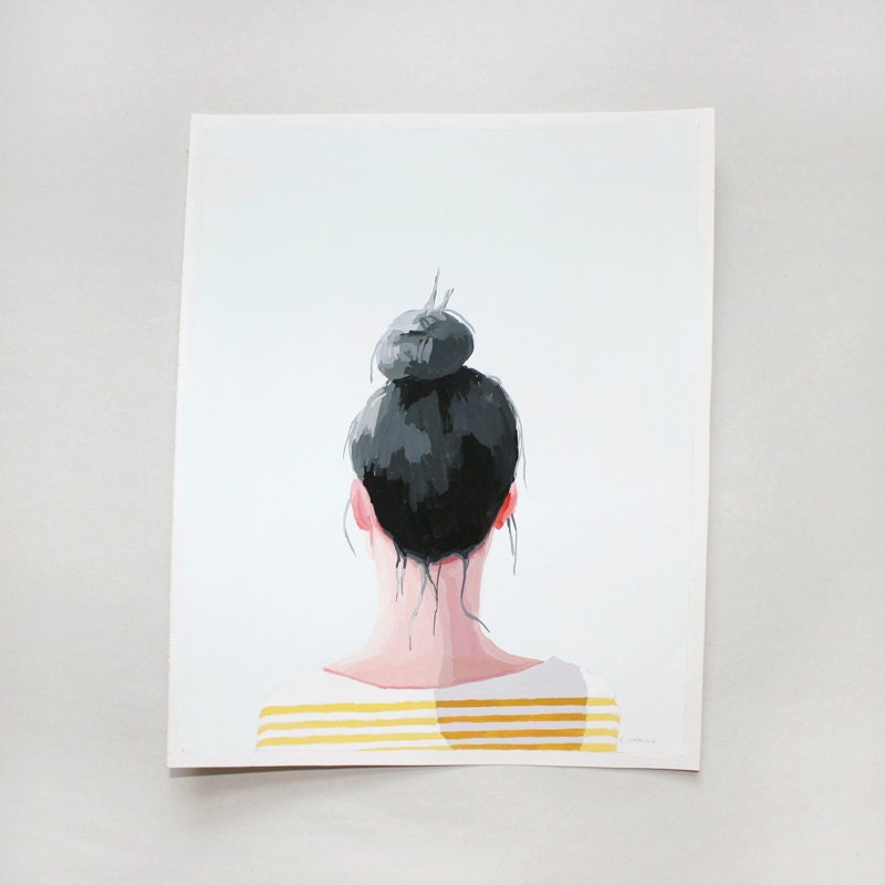 hair art - bun painting - "Top Knot 19"