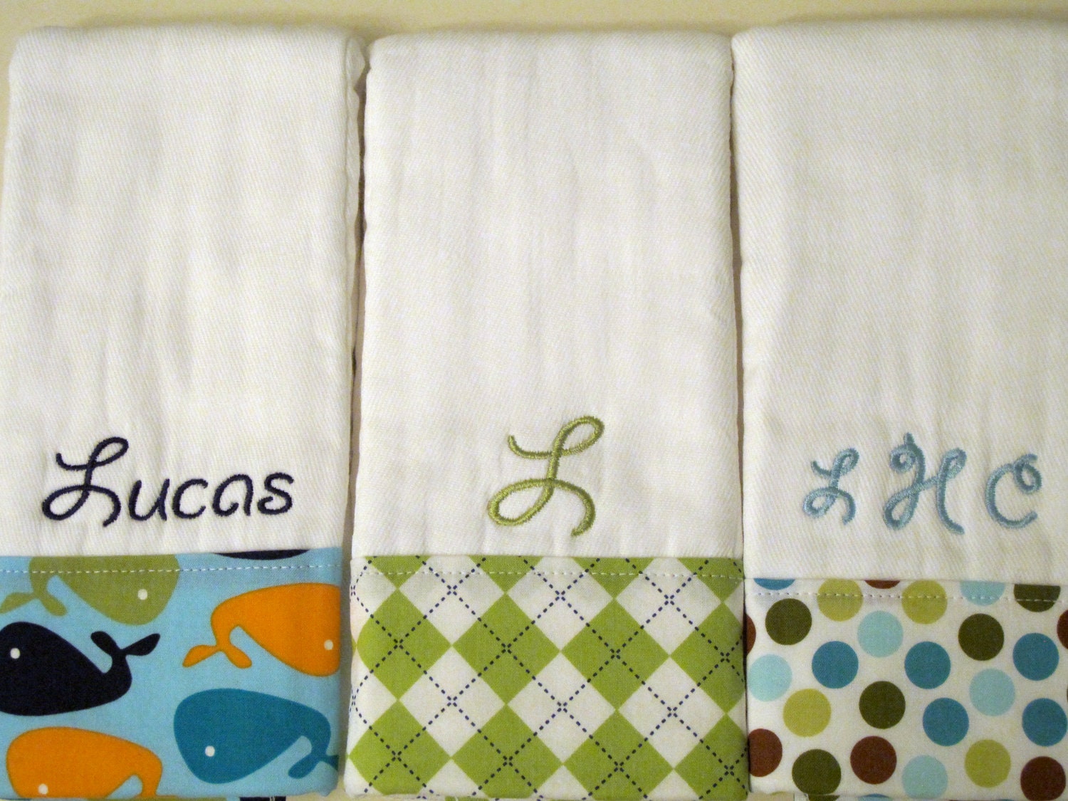 Personalized Monogrammed Baby Boy Burp Cloths