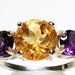 Golden Citrine and Amethyst Accents ring s5 1/2     "Touch Down"