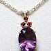Fluorite and garnet accent pendant, w/ 18" sterling silver cable chain, gifts for her  "Lovely"