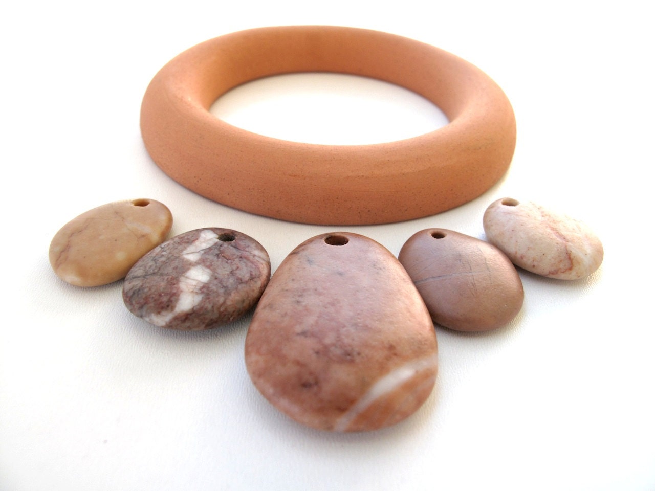 Beach Stone Jewelry Beads - PEACH MIX by StoneAlone - Naturual Stone Supplies, Pebble Beads - StoneAlone