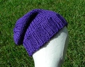 Slouch Hat, Tam, Beanie, Beret, Stocking Cap Purple Eggplant 100% Merino