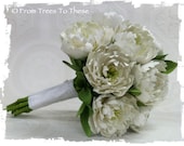 White Peony Bouquet (Paper) Bridal Bouquet - Wedding Bouquet