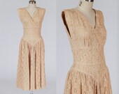 1950s dress/ 50s lace dress/ rhinestones