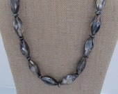 Handcrafted Necklace--Smoke Grey Tear Drop Glass Bead Necklace