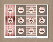 INSTANT DOWNLOAD - Printable Sock Monkey Birthday Party Favor Tags