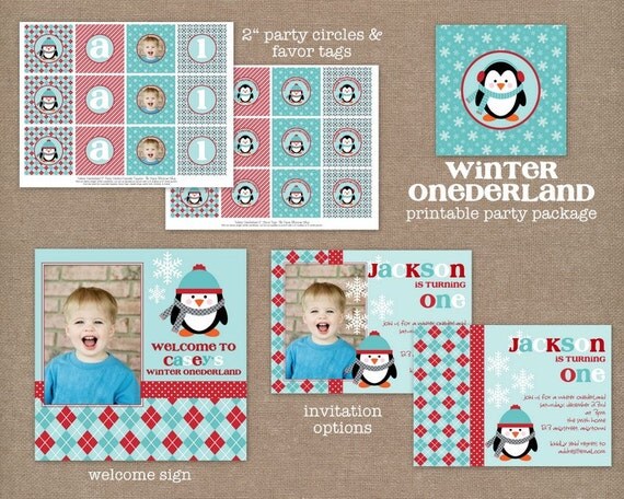Custom Printable Winter Onederland Birthday Party Package Il_570xn