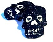 Black Glitter Love Skulls Earrings