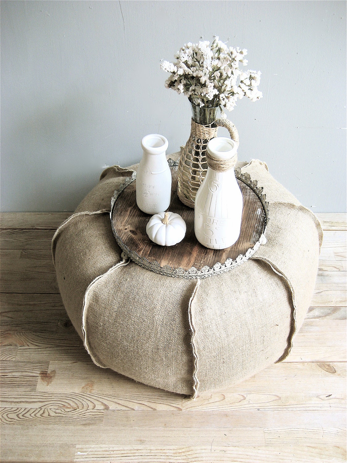 Burlap XLarge Pouf/Ottoman