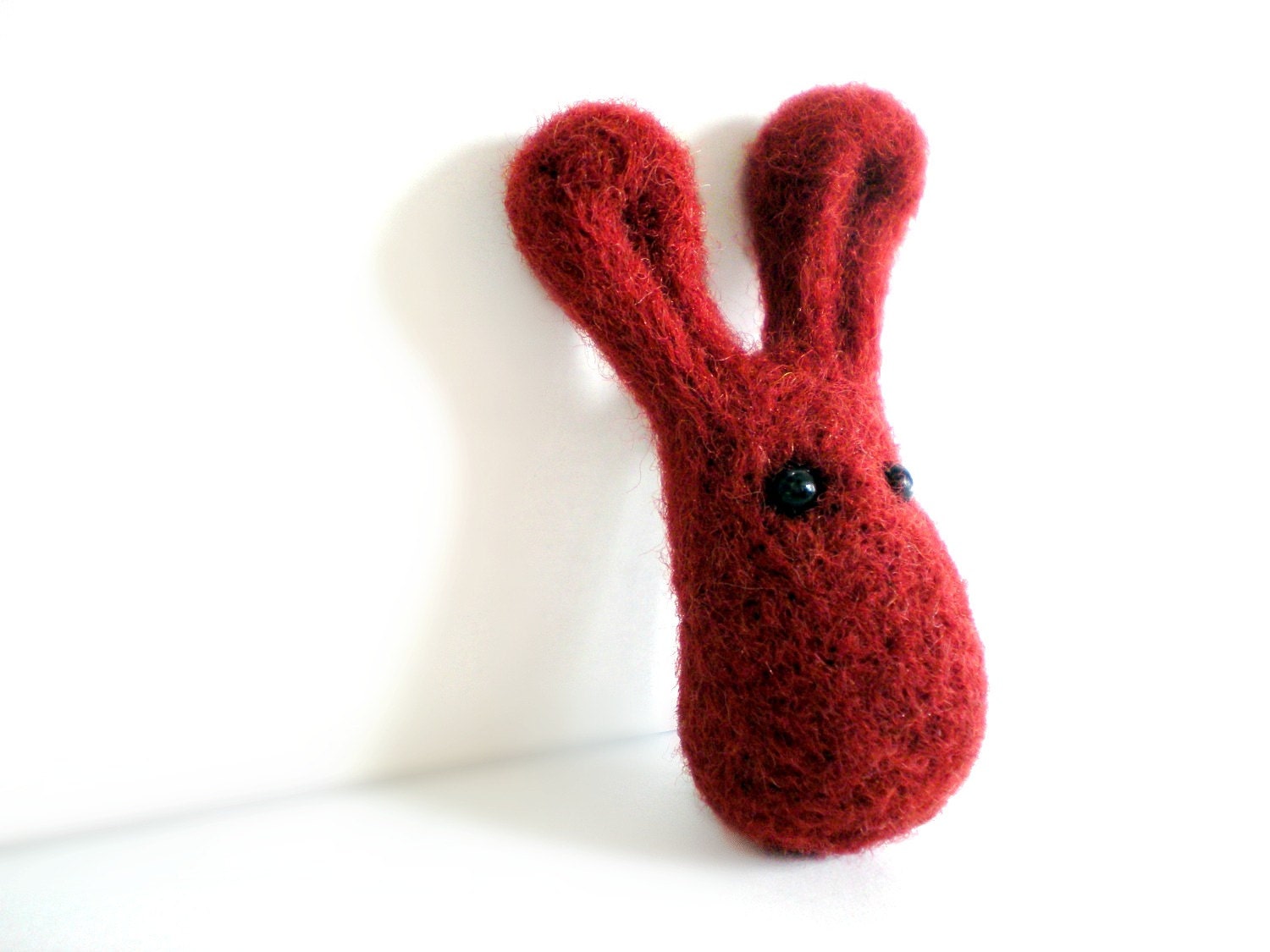 Felt Bunny Brooch - Maroon Needle Felted Pin
