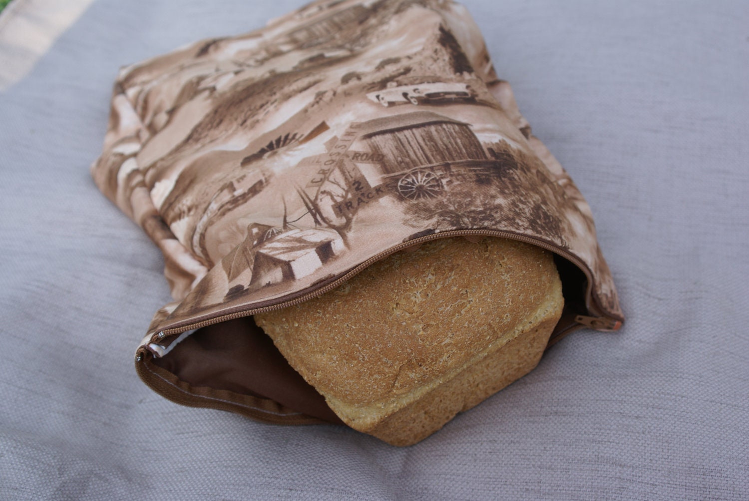 v2.0 Reusable Bread Loaf Bag - Designed to Fit Homemade Sandwich Loaves - Western Skies Fabric