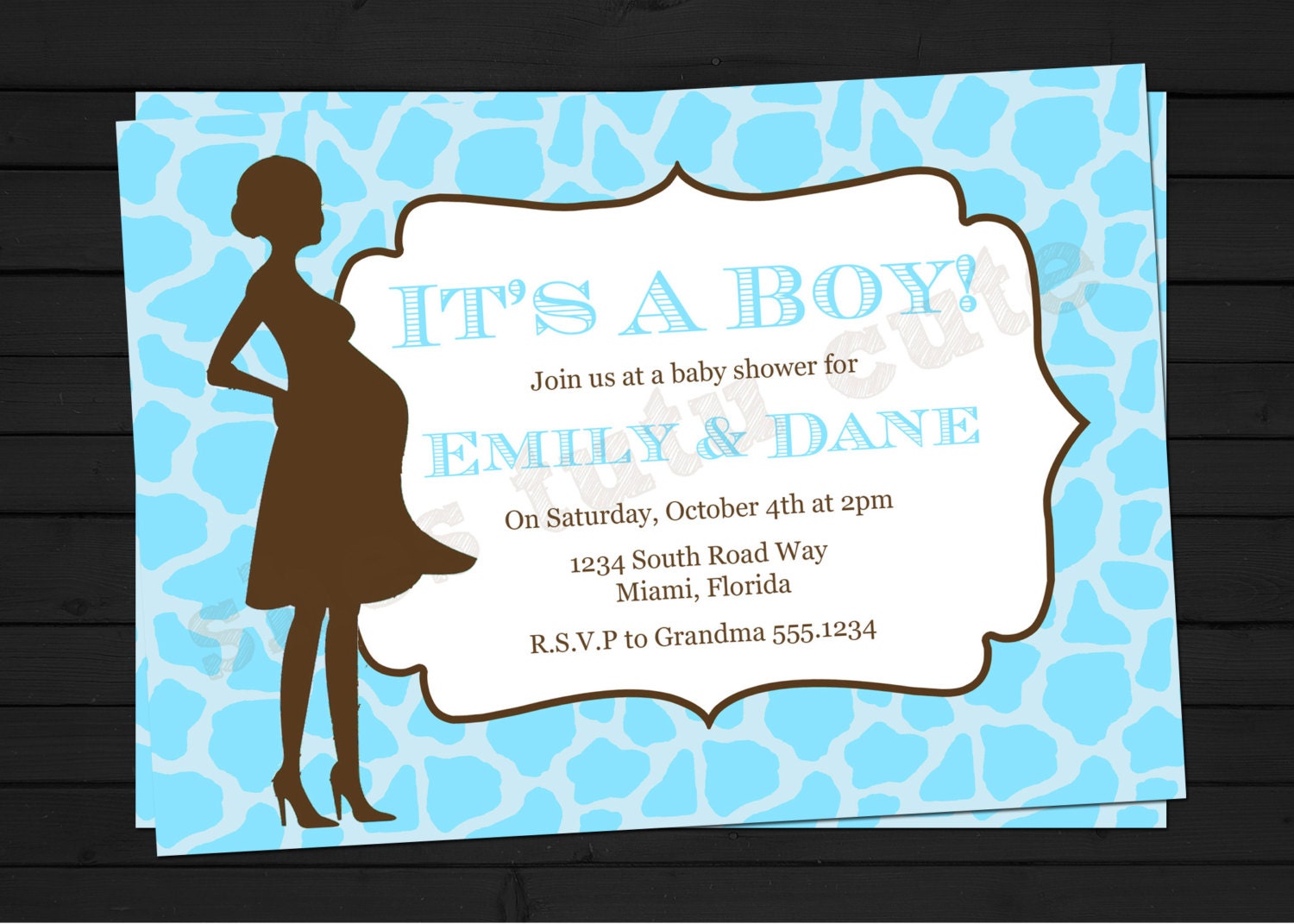 Safari Jungle Baby Shower Blue Digital Invitation YOU-PRINT Il_570xn