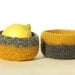 Stripe Felted bowl - eco-friendly Organic  - mustard yellow and grey  - Set of two
