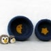 Felt bowls blue - Cozy little vessel with yellow moon and star - nesting wool bowls set of two - mother day gift