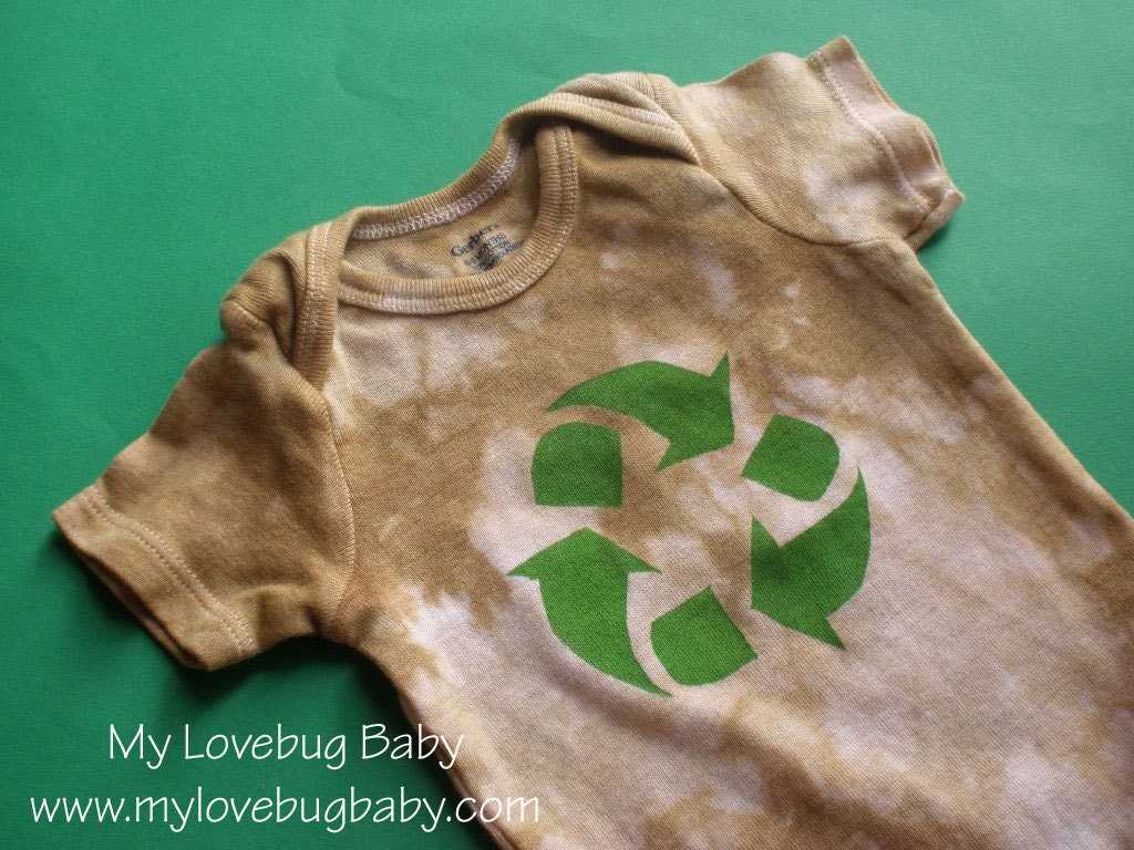 Green Recyle Onesie - Hand Dyed & Painted