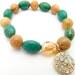 Blue Pyrite, Jasper Charm Bead Bracelet, Gold Quartz Swarovski Jewelry with D, Lapaix