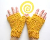 Phone Friendly Finger LOVE, Fingerless Gloves, Wrist Warmers, School Bus Yellow, Practical  Stylish and Chic
