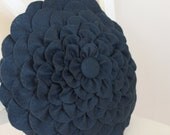 Navy Blue Felt Flower Pillow