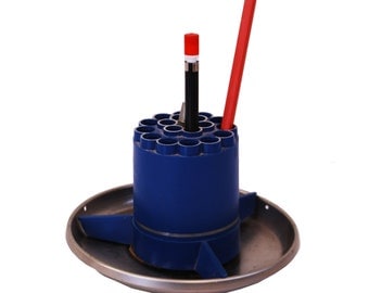 Retro Blue Desk Organizer / Pencil Holder / Spinning Caddy